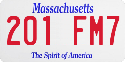 MA license plate 201FM7