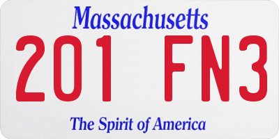 MA license plate 201FN3