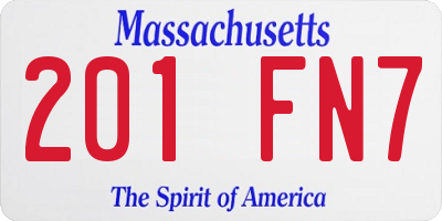 MA license plate 201FN7