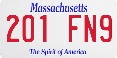 MA license plate 201FN9