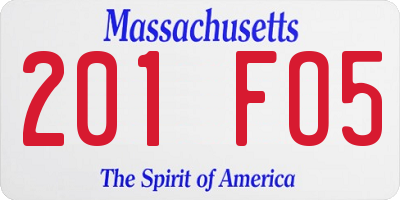 MA license plate 201FO5