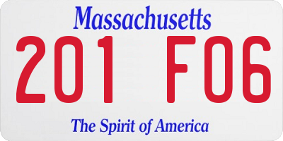 MA license plate 201FO6