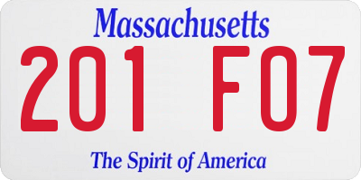 MA license plate 201FO7