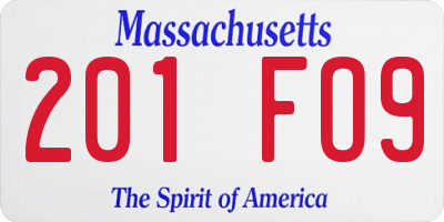MA license plate 201FO9