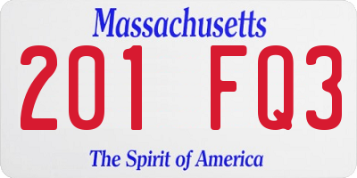 MA license plate 201FQ3