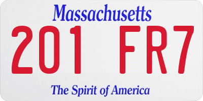 MA license plate 201FR7