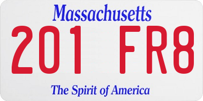 MA license plate 201FR8