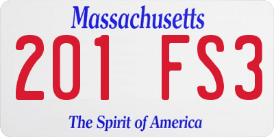 MA license plate 201FS3