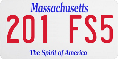 MA license plate 201FS5