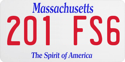 MA license plate 201FS6