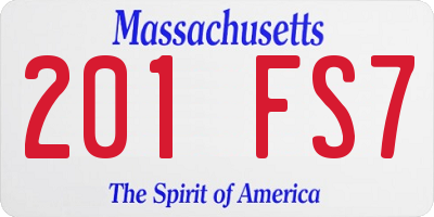 MA license plate 201FS7