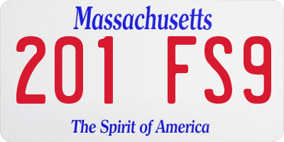 MA license plate 201FS9