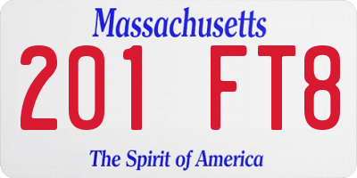 MA license plate 201FT8