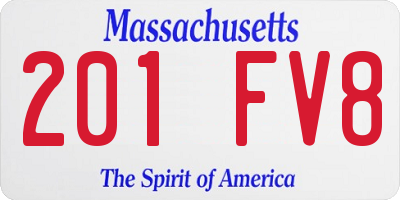 MA license plate 201FV8