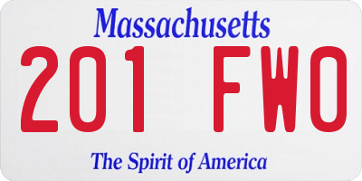 MA license plate 201FW0