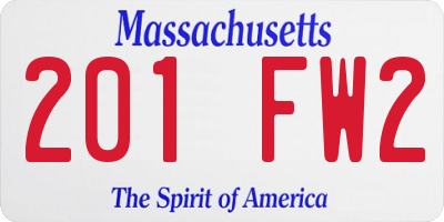 MA license plate 201FW2