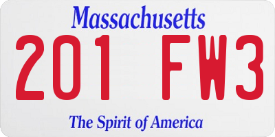 MA license plate 201FW3