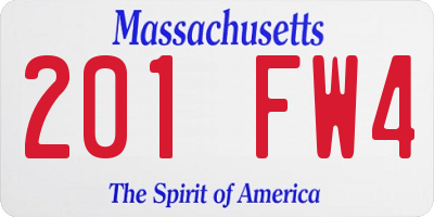 MA license plate 201FW4