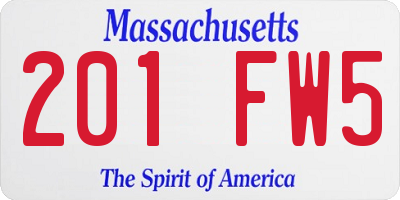 MA license plate 201FW5