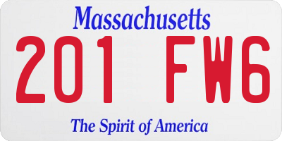 MA license plate 201FW6