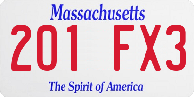 MA license plate 201FX3