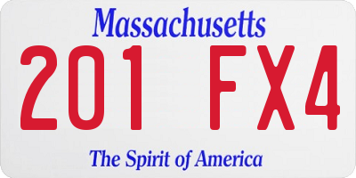MA license plate 201FX4