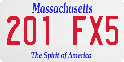 MA license plate 201FX5