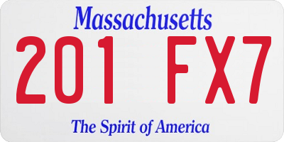 MA license plate 201FX7