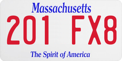 MA license plate 201FX8
