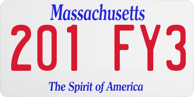 MA license plate 201FY3