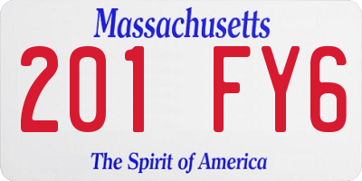 MA license plate 201FY6