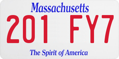 MA license plate 201FY7