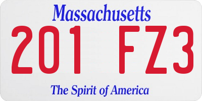 MA license plate 201FZ3