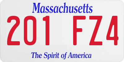 MA license plate 201FZ4