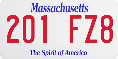 MA license plate 201FZ8