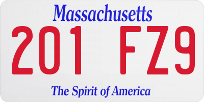 MA license plate 201FZ9