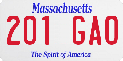 MA license plate 201GA0