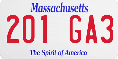MA license plate 201GA3