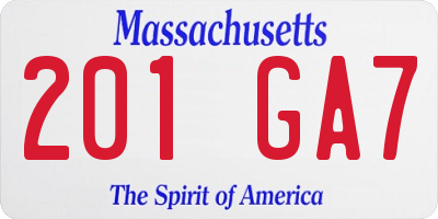 MA license plate 201GA7