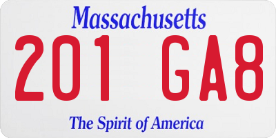 MA license plate 201GA8