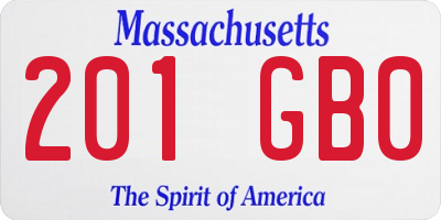 MA license plate 201GB0