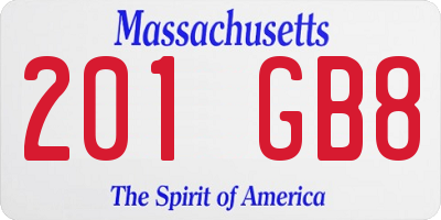 MA license plate 201GB8