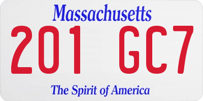 MA license plate 201GC7