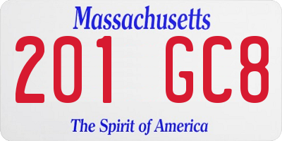 MA license plate 201GC8