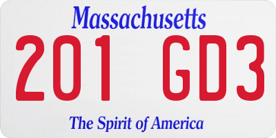 MA license plate 201GD3