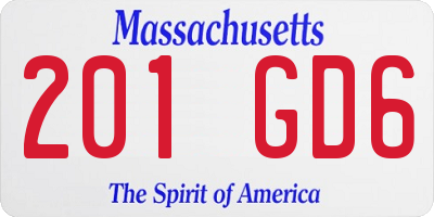 MA license plate 201GD6