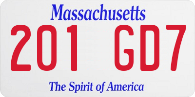 MA license plate 201GD7