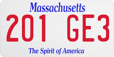 MA license plate 201GE3