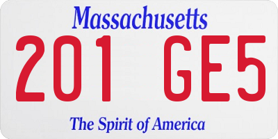 MA license plate 201GE5