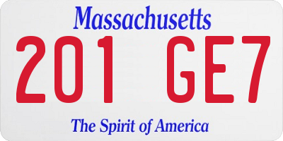 MA license plate 201GE7